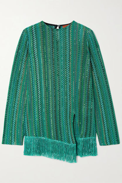 Elegant Striped Tassel Suit