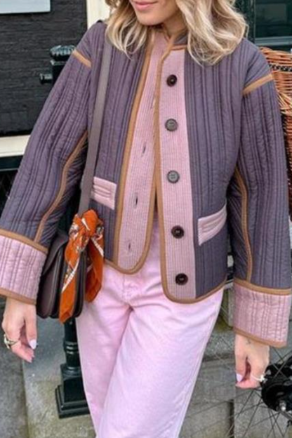 Fashion Contrast Color Women's Cotton Coat Women's Cotton Coat