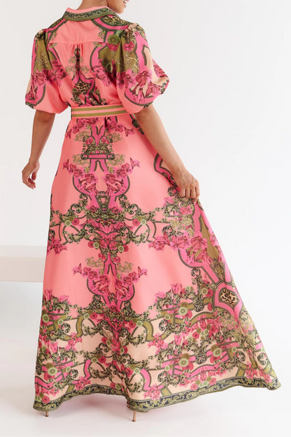Elegant Shirt Collar Maxi Dress