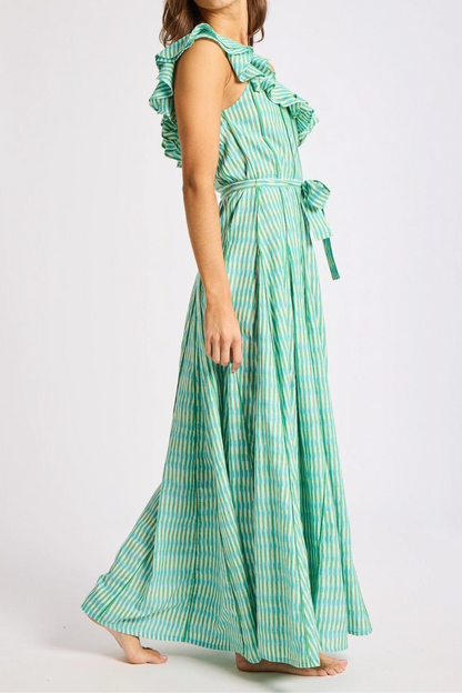 One-Shoulder Ruffled Slim Floral Dress