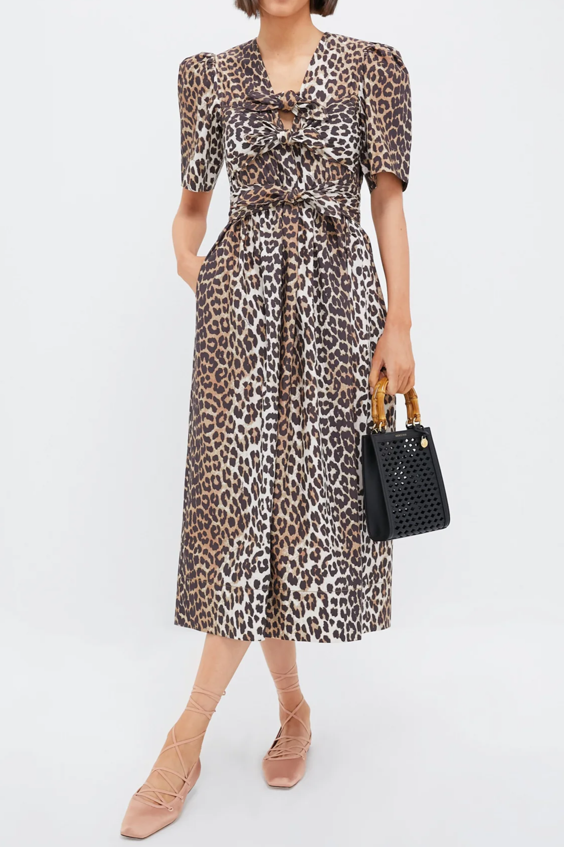 Leopard Tie Strap Midi Dress