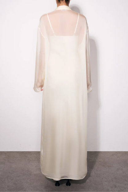 Silk Chiffon Long Shirt & Suspender Skirt Set