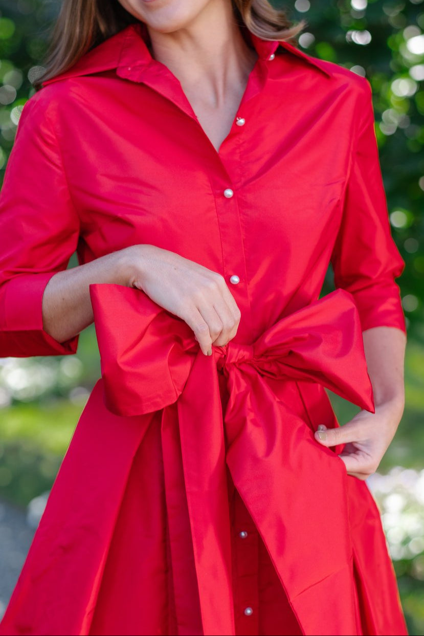 Solid Color Short Shirt Bow Dress