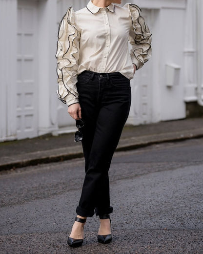 Layered Ruffle Long Sleeve Shirt