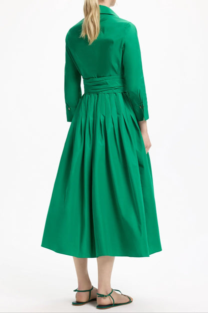Green Long Sleeve Shirt Dress