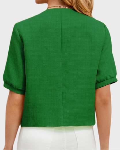 Women's Short Puff Sleeve Tweed Jacket, Summer Short Jacket