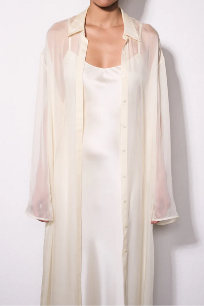 Silk Chiffon Long Shirt & Suspender Skirt Set