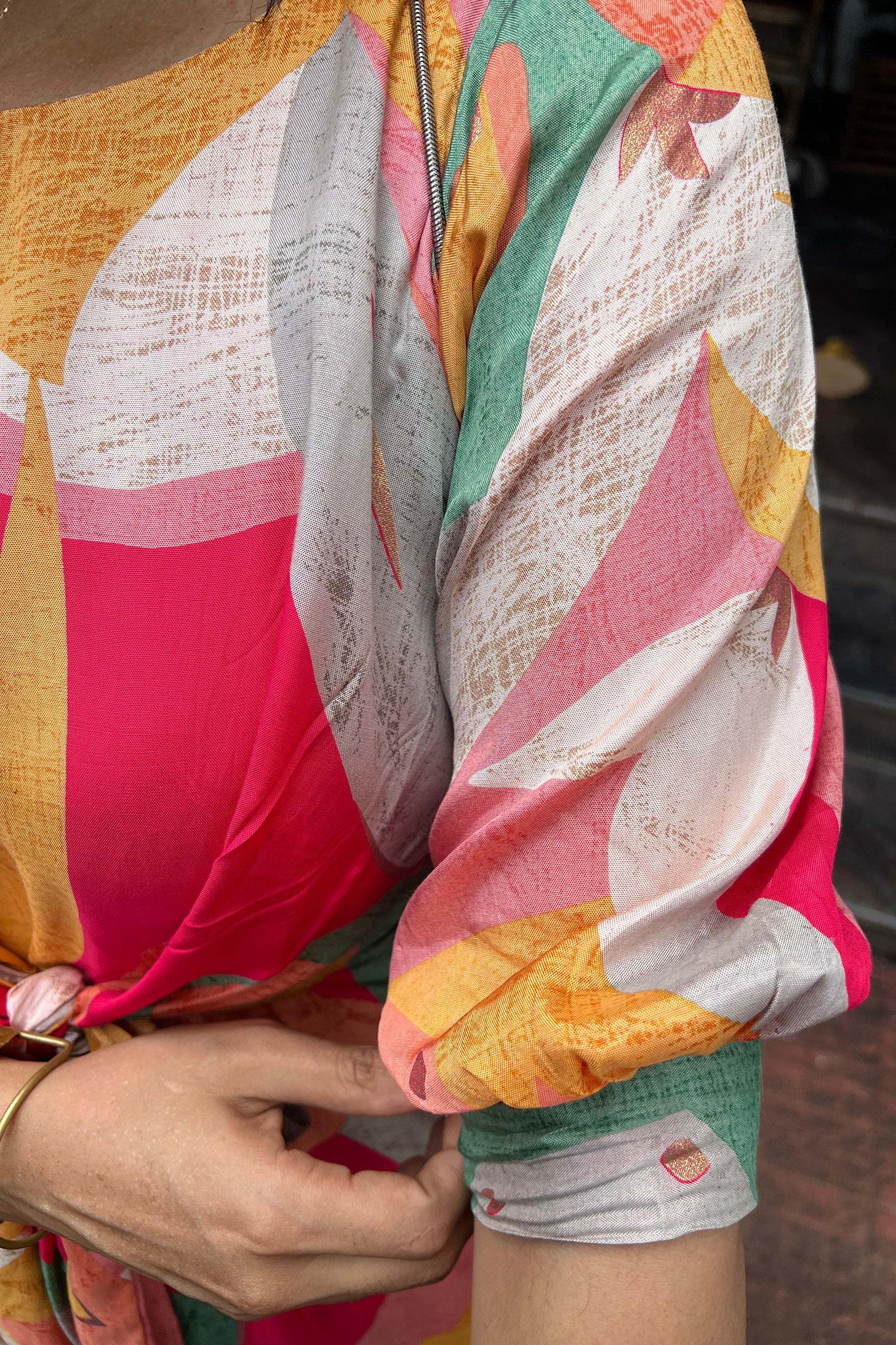 Colored Crewneck Print Skirt