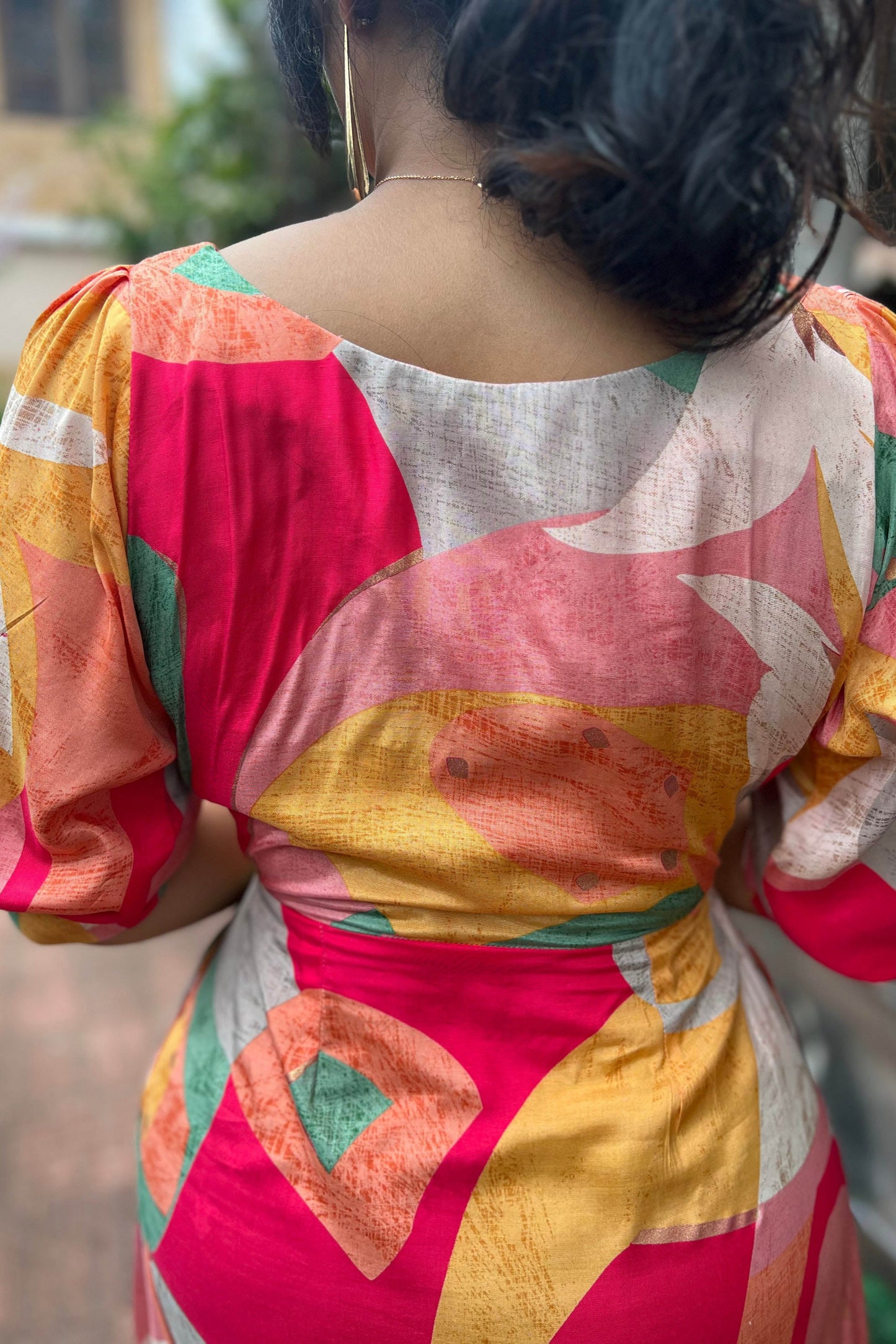 Colored Crewneck Print Skirt