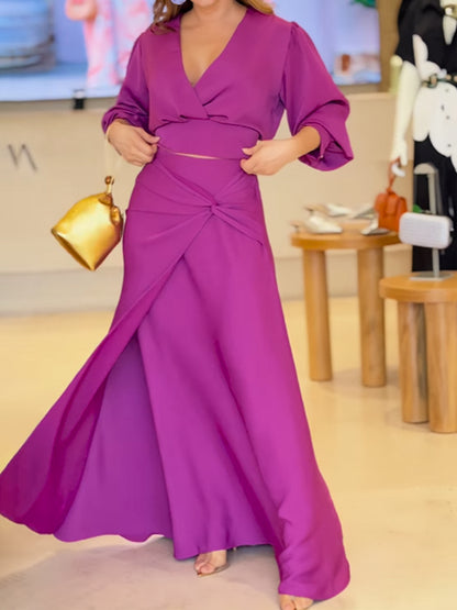 Elegant Wrap Two Pieces Dress