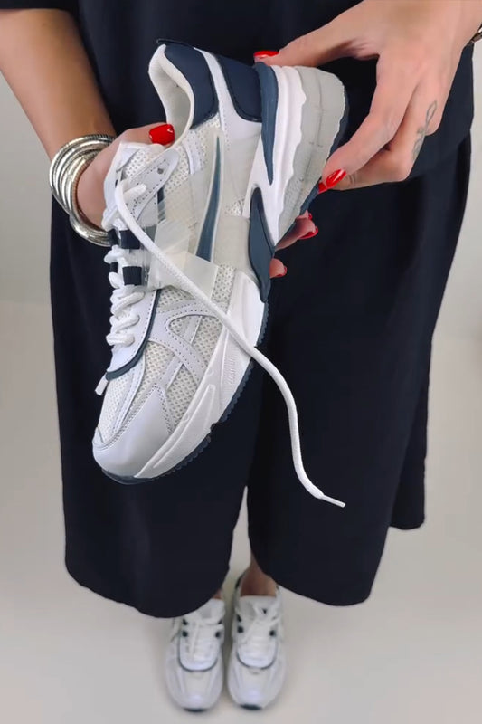 White And Blue Fashion Sneaker