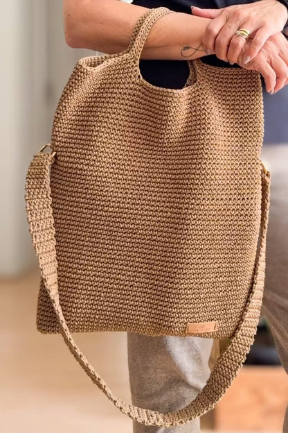 Brown Woven Tote Bag