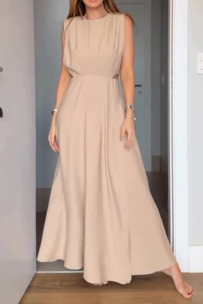 Sleeveless Elegant Long Dress With Cutout Waist
