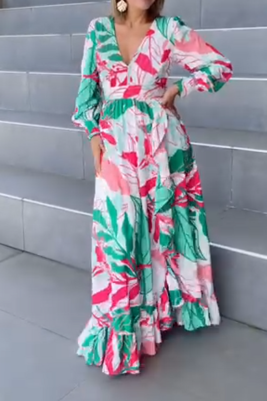 Light Powder Floral Split Dress