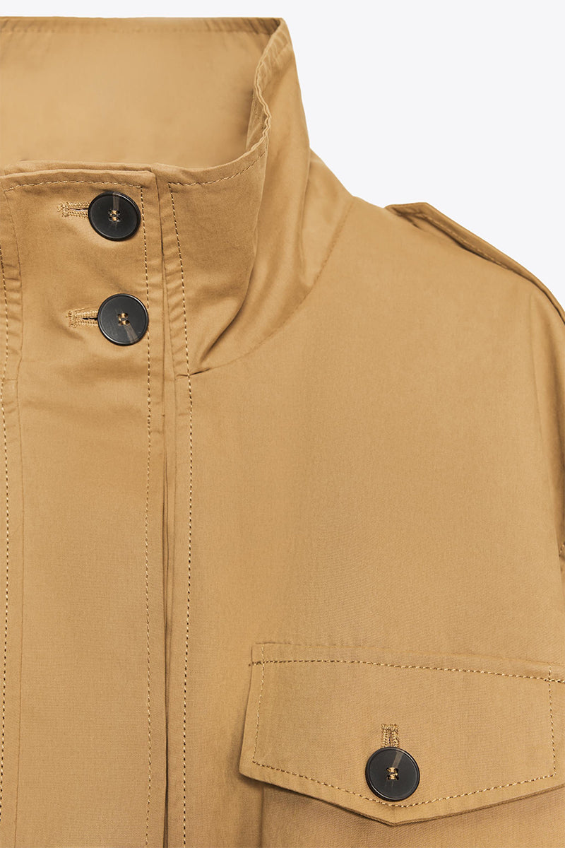 Short Trench Coat Jacket With Button-down Culottes Suit
