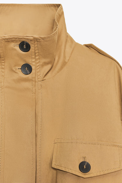 Short Trench Coat Jacket With Button-down Culottes Suit