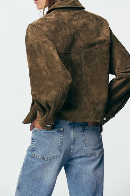 Pure Leather Bomber Jacket Coat