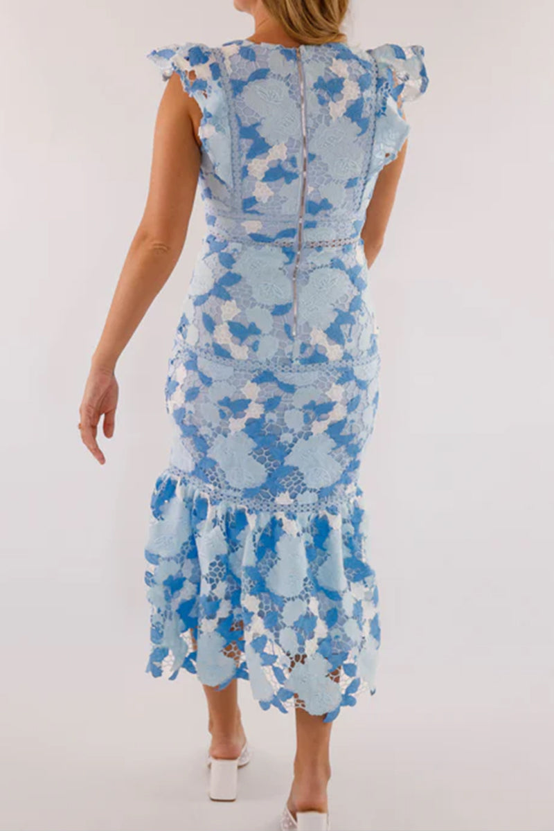 Sleeveless Lace Cut-Out Slim Dress