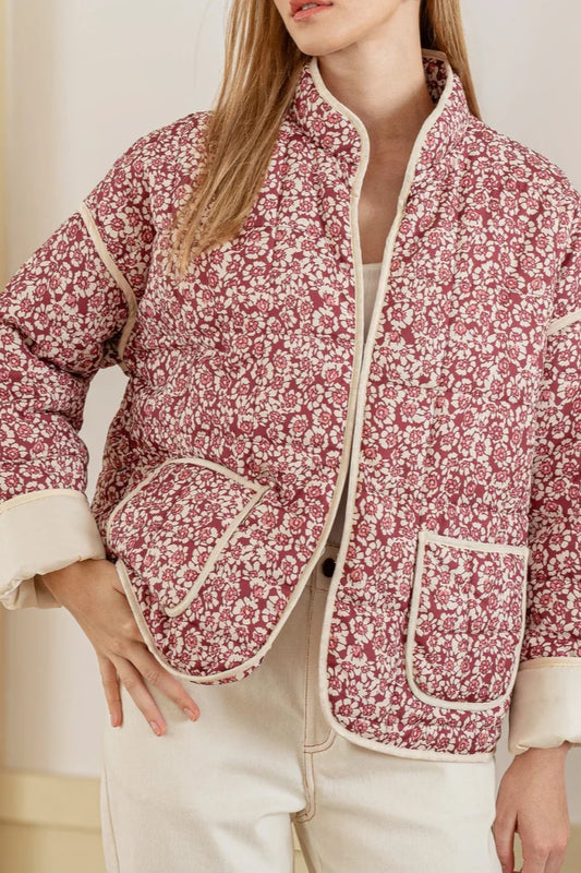 New Small Floral Loose Quilted Thickened Warm Cotton Jacket
