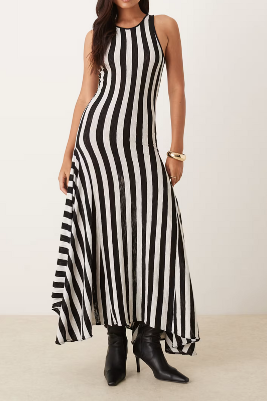 Maxi Dress In Black and White Stripe