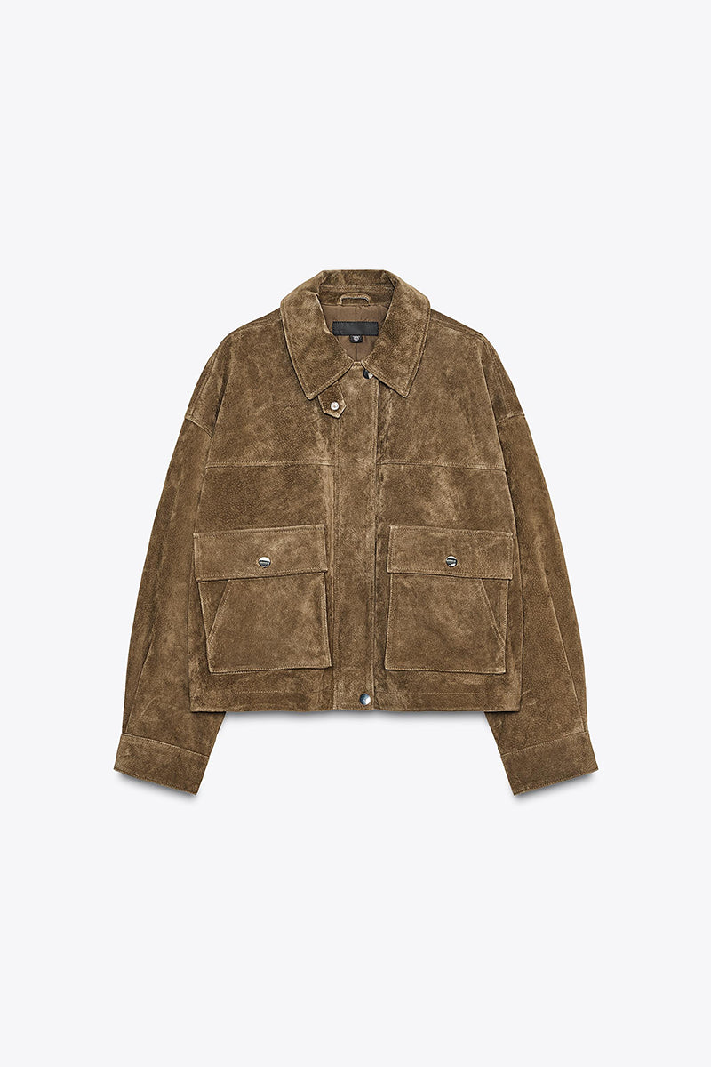 Pure Leather Bomber Jacket Coat