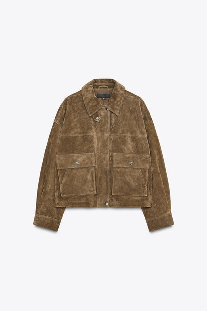 Pure Leather Bomber Jacket Coat
