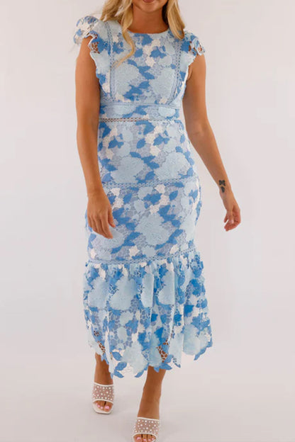 Sleeveless Lace Cut-Out Slim Dress