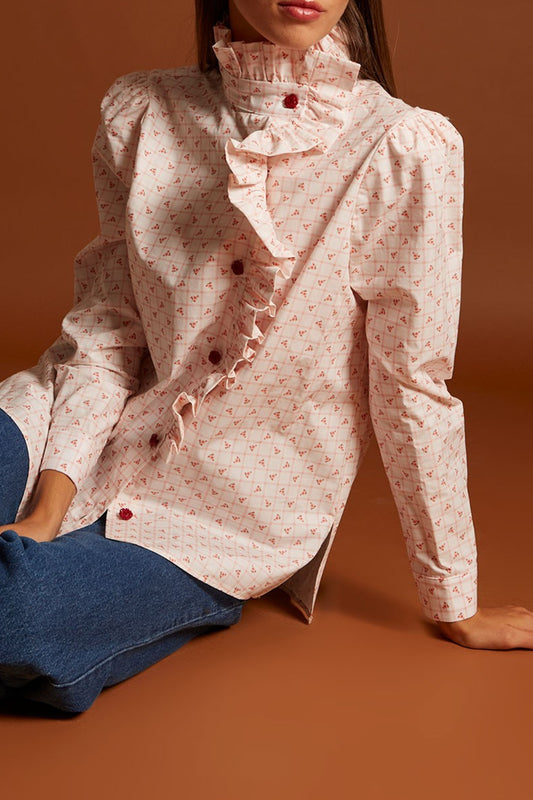 Plaid And Floral Print Shirt
