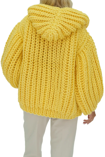 Hooded Chunky Cardigan - Yellow
