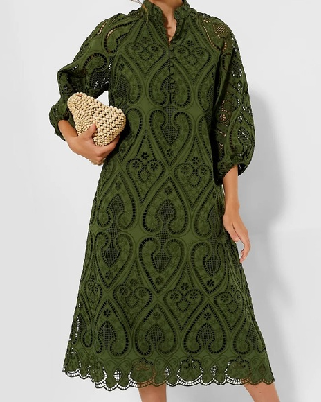 Army Green Eyelet Maxi Skirt