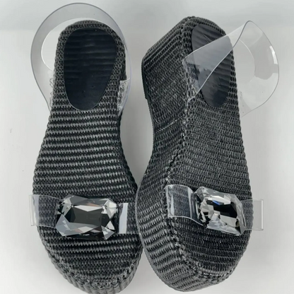 Black Diamond Transparent Platform Sandals