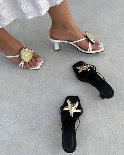 Shell Starfish Low Heel Slippers