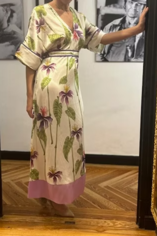 V-Neck Simple Print Dress