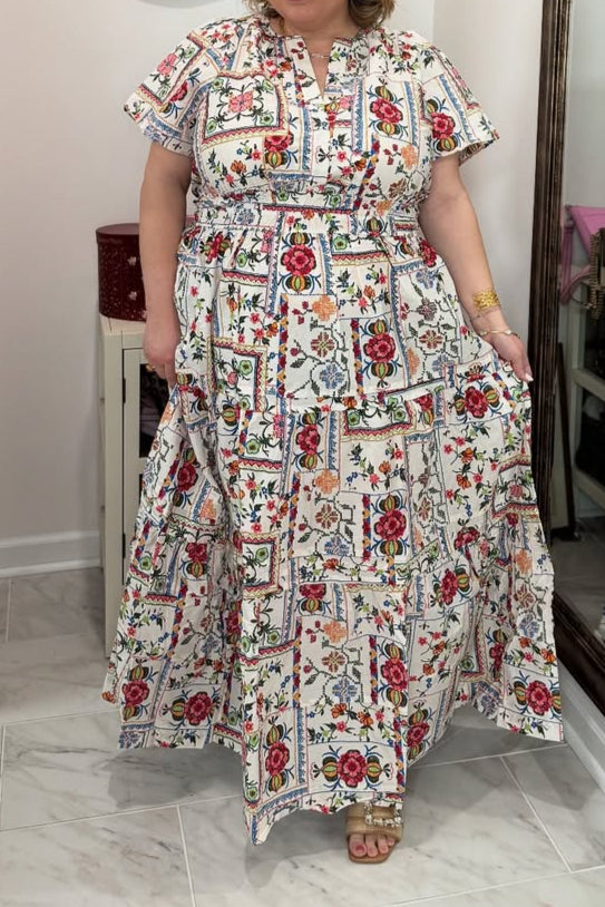 Fashion Floral Small V-Neck Dress