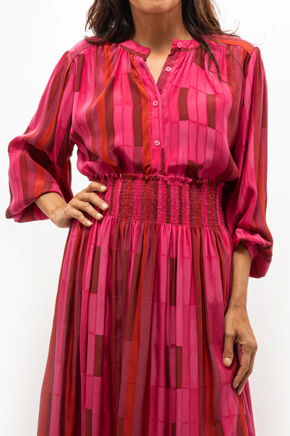 Red Mosaic Casual Dress