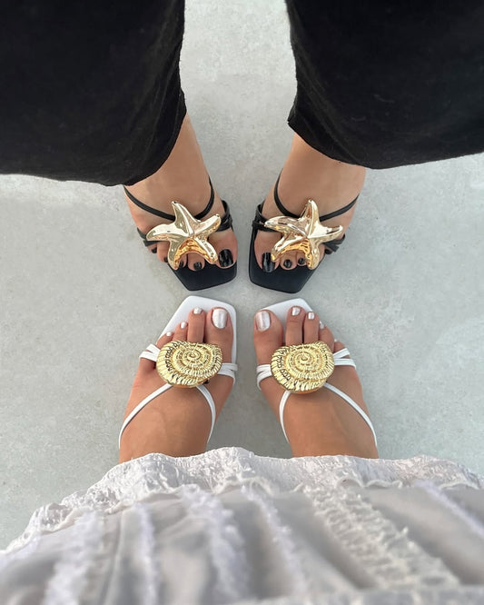 Shell Starfish Low Heel Slippers