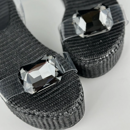 Black Diamond Transparent Platform Sandals