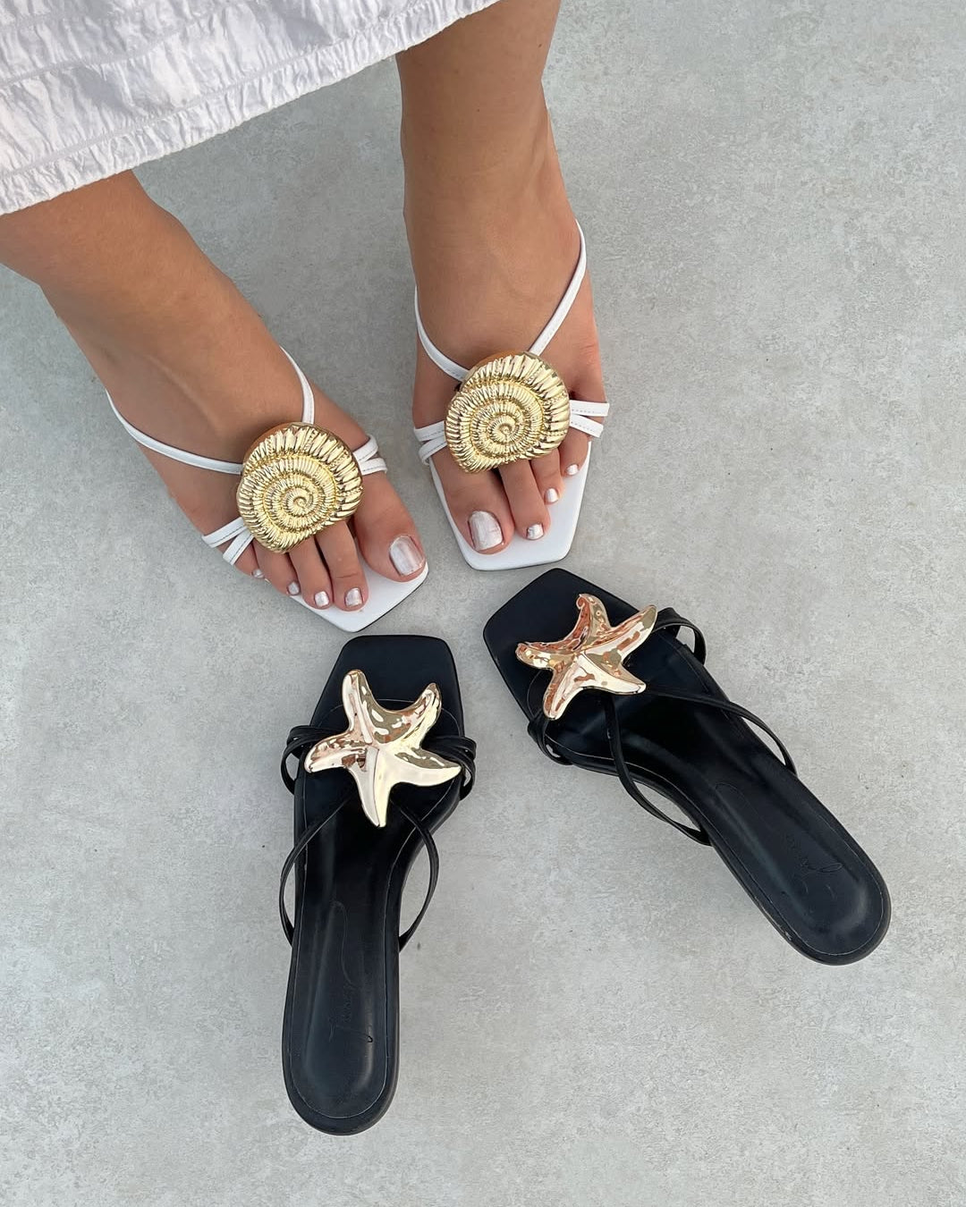 Shell Starfish Low Heel Slippers