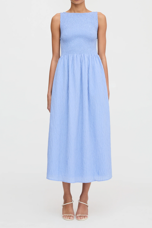 Fog Blue Slim-Fit Dape Dress