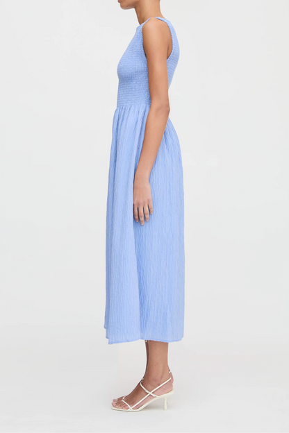 Fog Blue Slim-Fit Dape Dress
