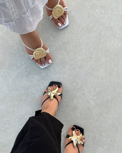 Shell Starfish Low Heel Slippers