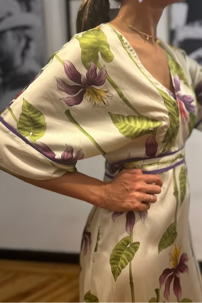 V-Neck Simple Print Dress