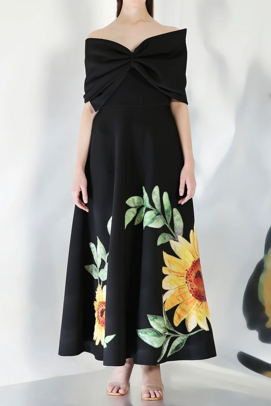 Sleeveless Large Printed Bow Dress