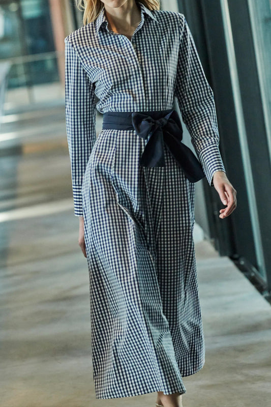 Plaid Waist Shirt Long Skirt