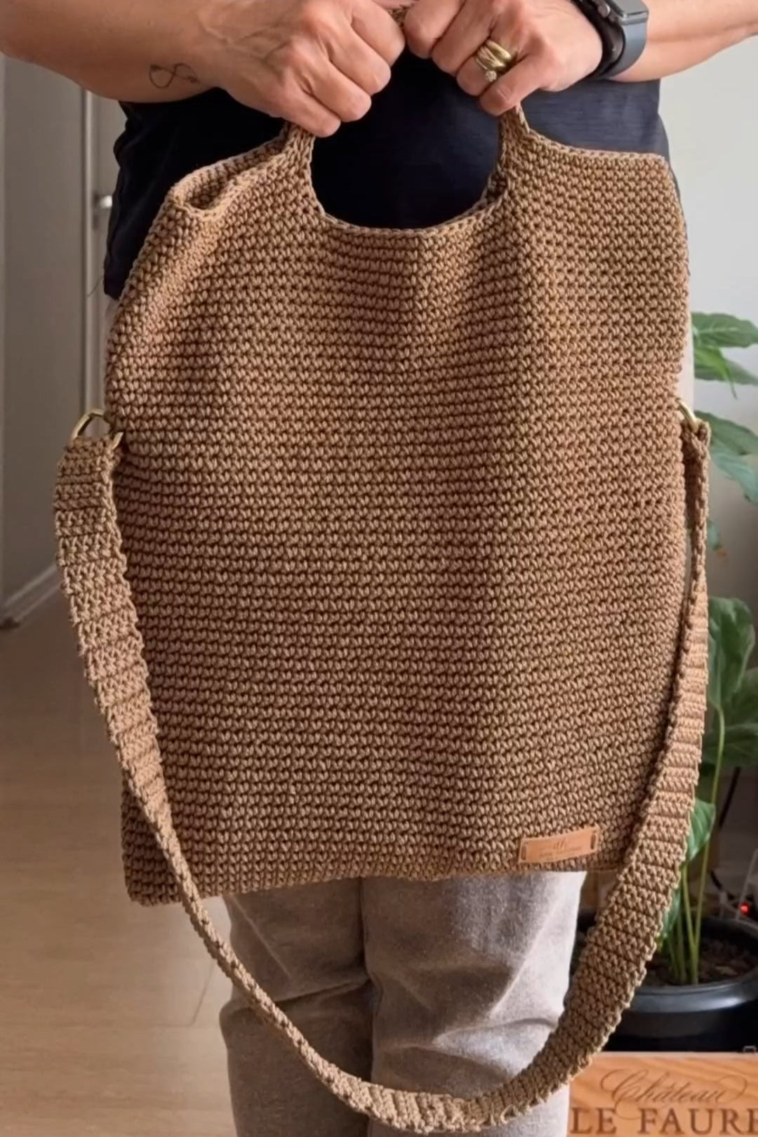 Brown Woven Tote Bag