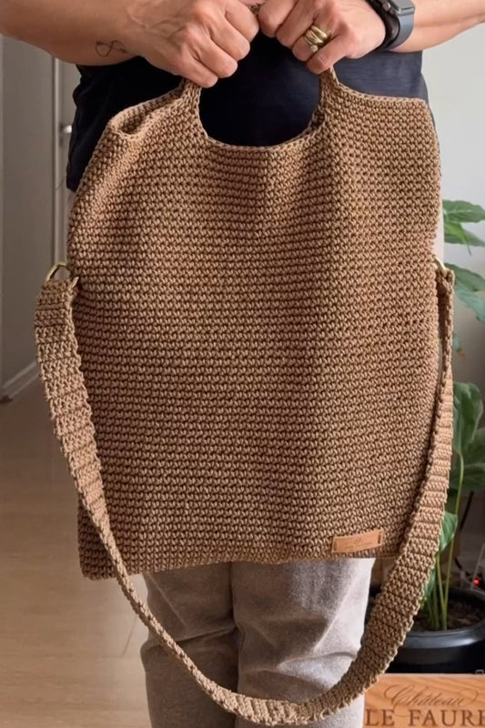 Brown Woven Tote Bag