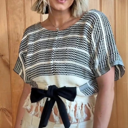 Black And White Knitted Shawl