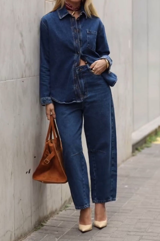 Simple Long Sleeve Denim Suit