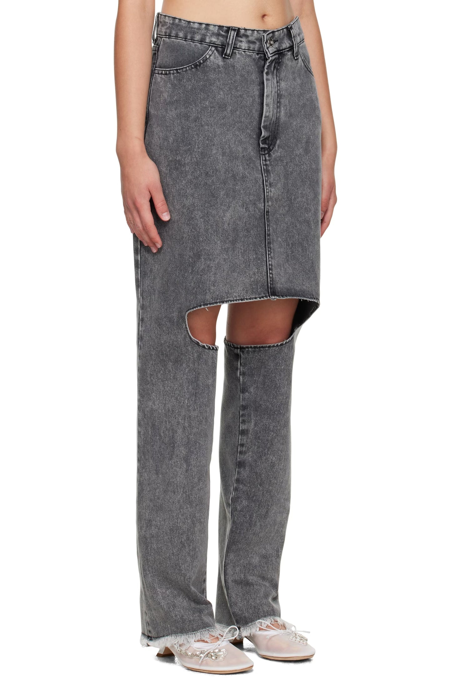 Knee-exposed Creative Denim Culottes