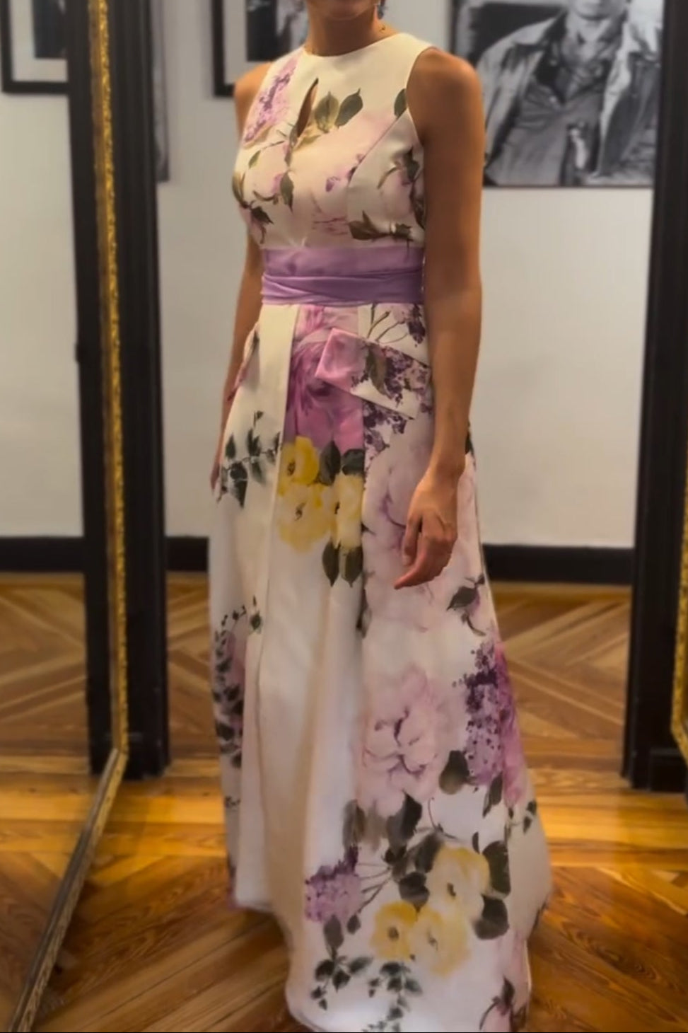Sleeveless Waist Print Split Fashion Dress
